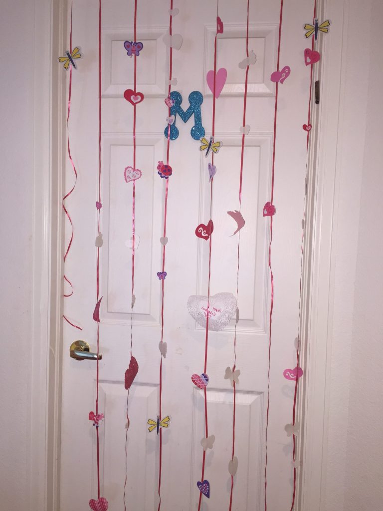 Valentine's Day Streamers on Kid's Door