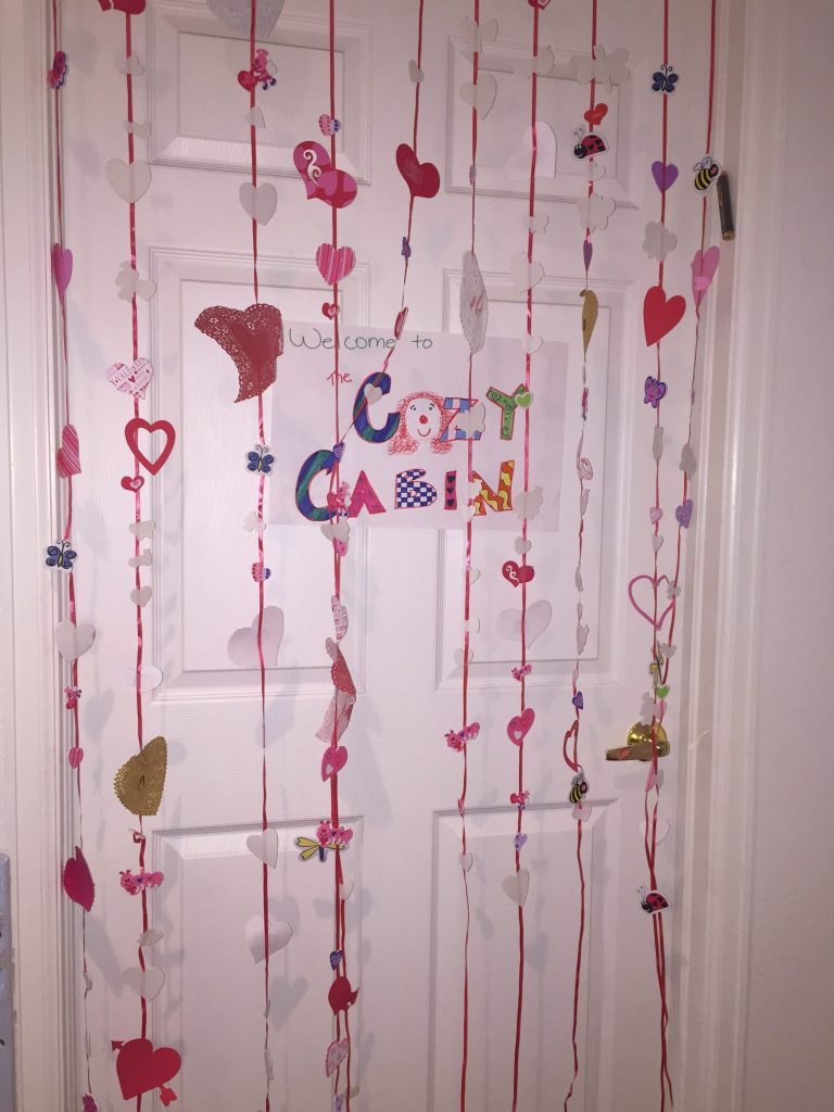 Valentine's Day Streamers on bedroom door