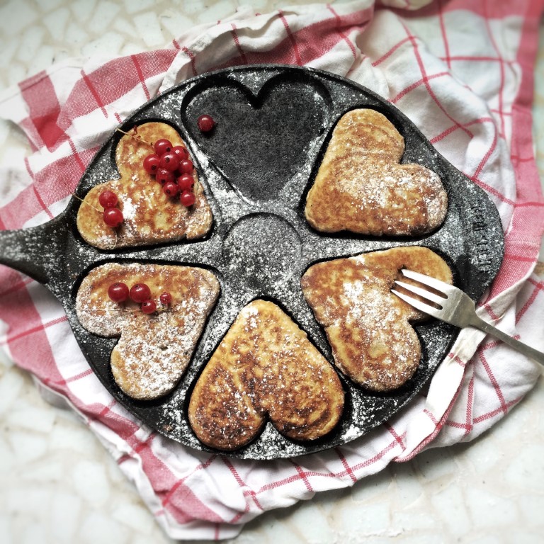 Valentine's Day heart shaped pancakes
