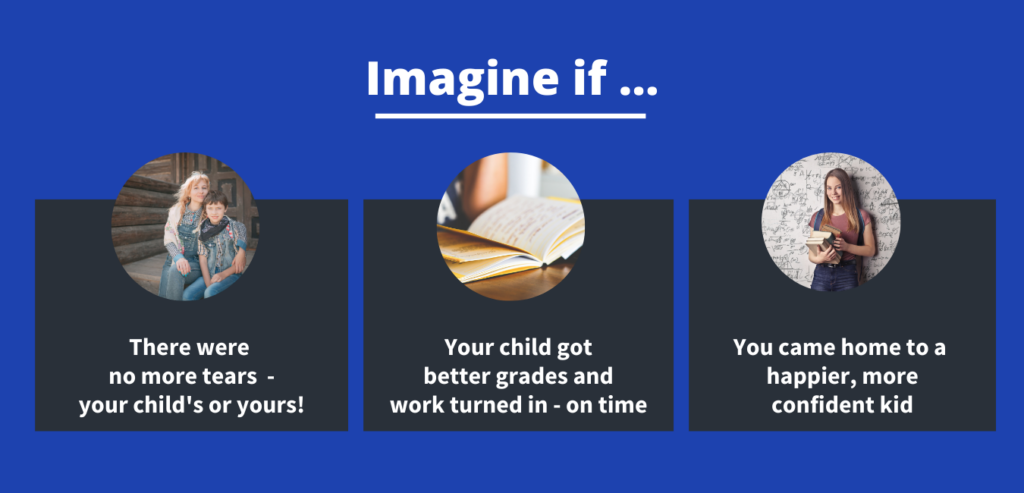 Imagine If...
There were no more tears - your child's or yours!
Your child got better grades and turned work in - on time!
You came home to a happier, more confident kid!
Organize Your DisOrganized Student
