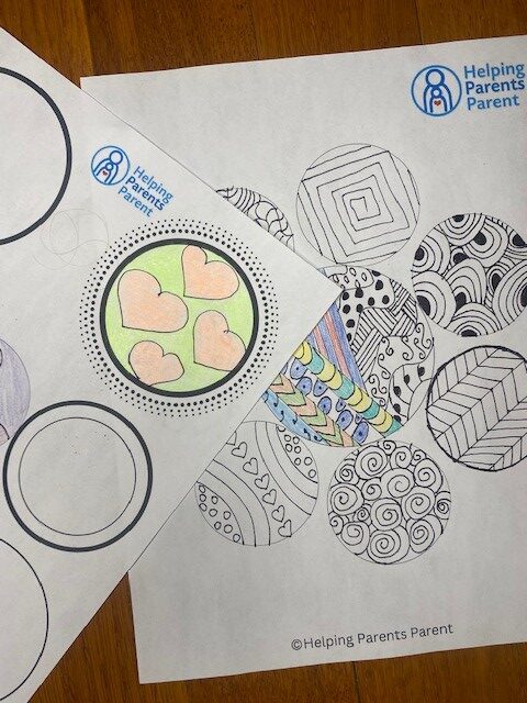 Pi Day Circle Downloads colored in with Zentangles